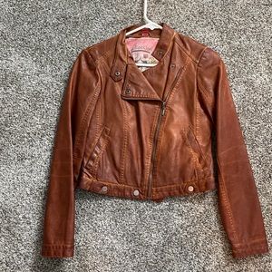 Cropped Moto Faux Leather Jacket